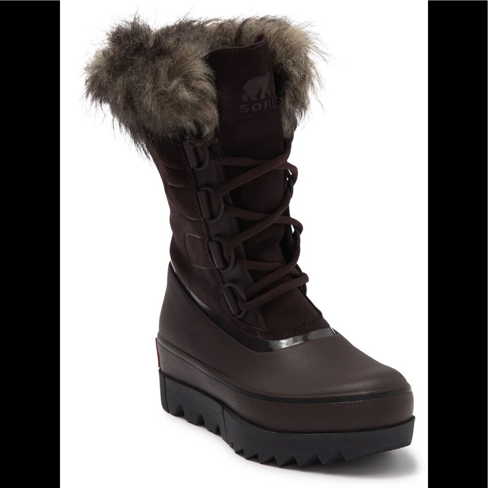 NWT SOREL Joan Of Arctic Next Faux Fur Waterproof Snow Boot In Blackened Brown - Picture 1 of 10